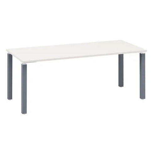 Mesa recta 180 blanca 4 patas antracita Eden