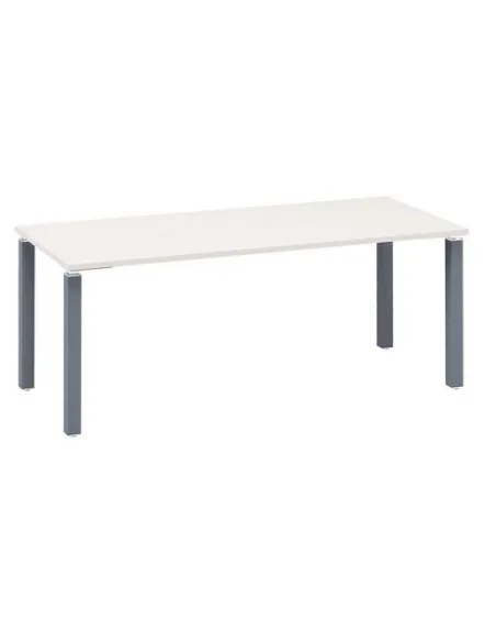 Mesa recta 180 blanca 4 patas antracita Eden