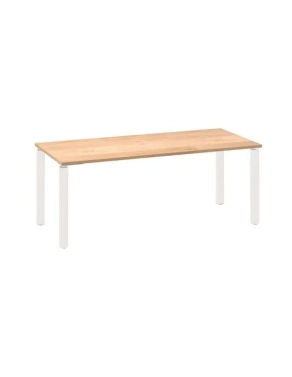 Mesa recta 200 roble 4 patas blancas Eden