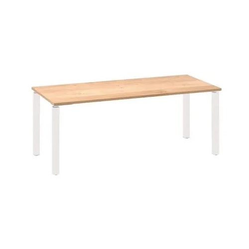 Mesa recta 200 roble 4 patas blancas Eden