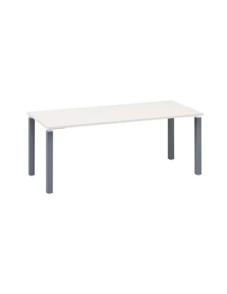 Mesa recta 200 blanca 4 patas antracita Eden