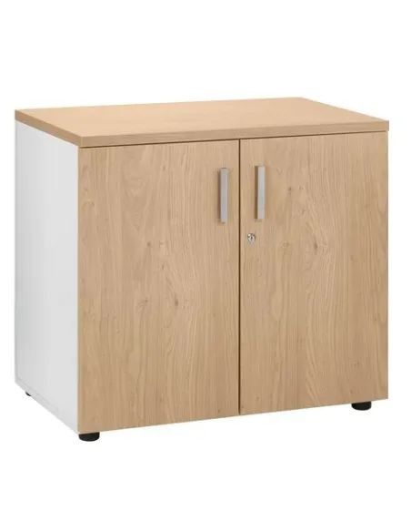 Armario bajo 72x80 roble cuerpo blanco Eden