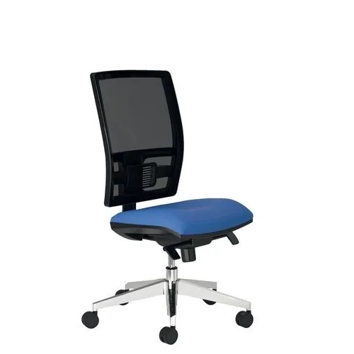 Silla oficina JMB Activ sincro malla patas cromadas azul