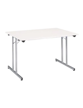Mesa plegable apilable multiusos blanca 120x80 pata aluminio
