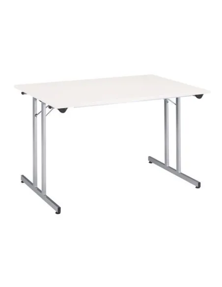 Mesa plegable apilable multiusos blanca 120x80 pata aluminio