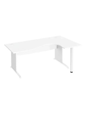 Mesa oficina 180 ala derecha patas madera en L blanca