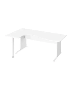 Mesa oficina 180 ala izquierda patas madera en L blanca
