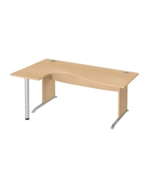 Mesa oficina 180 ala izquierda patas madera en L haya