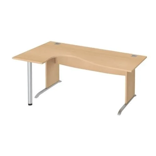 Mesa oficina 180 ala izquierda patas madera en L haya