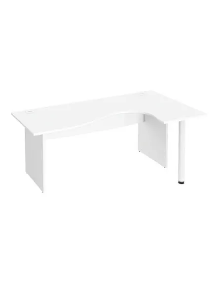 Mesa oficina ala Izquierda 180 roble gris patas madera