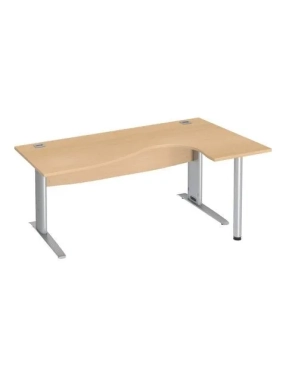 Mesa oficina 180 haya ala derecha patas metal aluminio