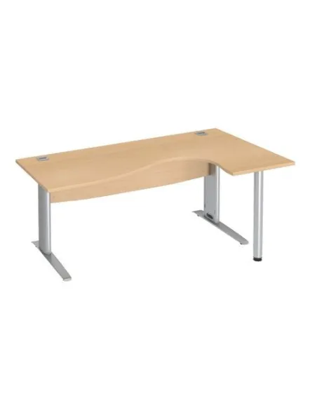 Mesa oficina 180 haya ala derecha patas metal aluminio