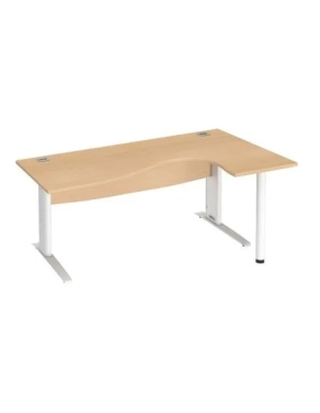 Mesa oficina 180 haya ala derecha patas metal blancas