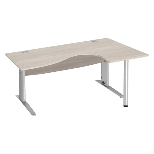 Mesa oficina 180 roble gris ala derecha patas metal aluminio