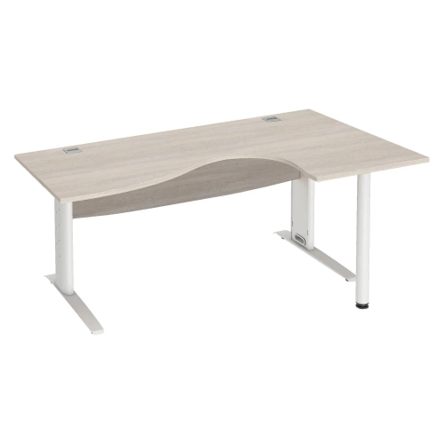 Mesa oficina 180 roble gris ala derecha patas metal aluminio