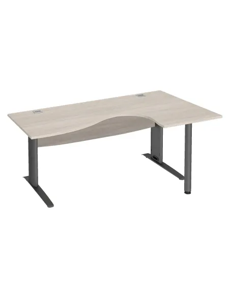 Mesa oficina 180 roble gris ala derecha pata metal antracita