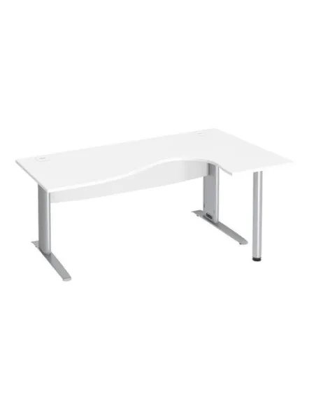 Mesa oficina 180 blanca ala derecha patas metal aluminio