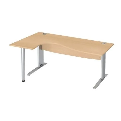 Mesa oficina 180 haya ala izquierda patas metal aluminio