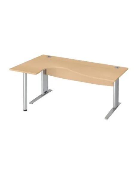 Mesa oficina 180 haya ala izquierda patas metal aluminio