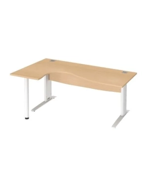 Mesa oficina 180 haya ala izquierda patas metal blancas