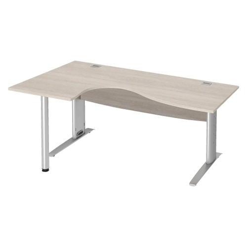 Mesa oficina 180 roble gris ala izqda patas metal aluminio