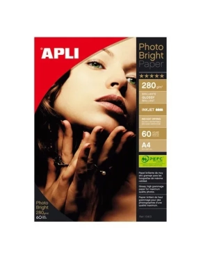 Caja 60 papel foto Apli 10413 Brillante pro Inkjet A4 240g