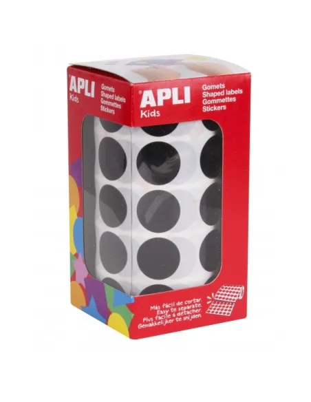 Rollo gomets circulo 20 mm negro