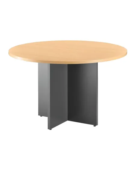 Mesa redonda 120 cm haya pata en cruz antracita