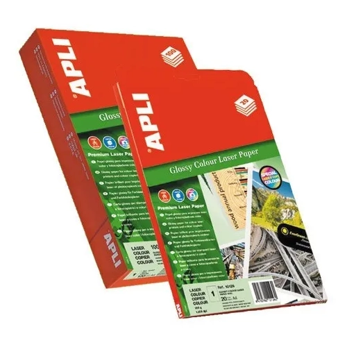 Caja 100 papel foto Apli 11817 Brillante pro L