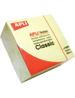 Cubo de notas reposicionables amarillas 75x75mm