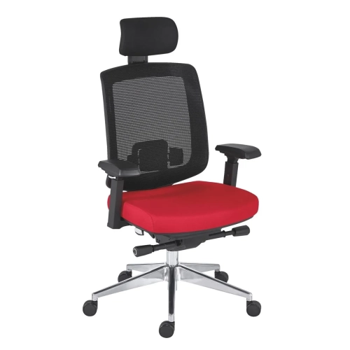 Silla oficina ergonómica Zolpee sincro ignifuga roja