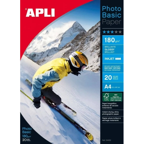 Papel fotografico apli 4452 glossy brillante basico 180 gramos