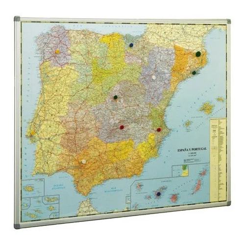 Mapa de españa y portugal metalico 103x129cm