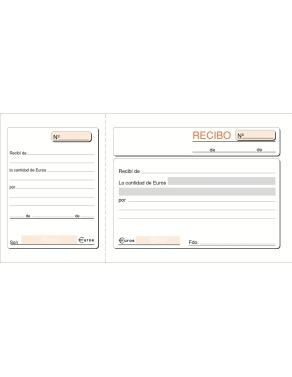 Talonario recibos 210x105 con matriz 1 hoja castellano