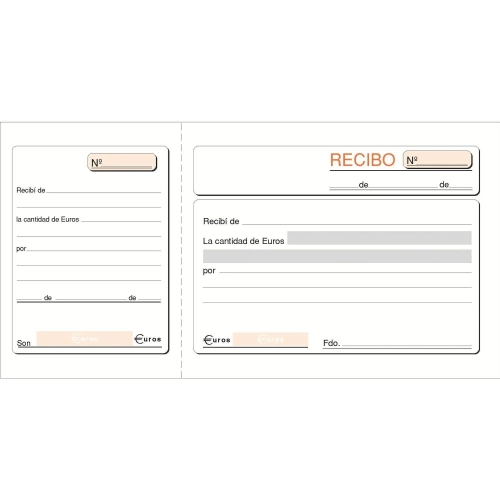 Talonario recibos 210x105 con matriz 1 hoja castellano