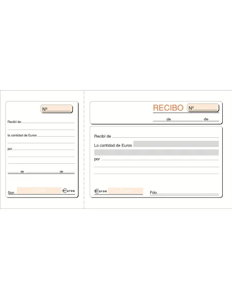 Talonario recibos 210x105 con matriz 1 hoja castellano