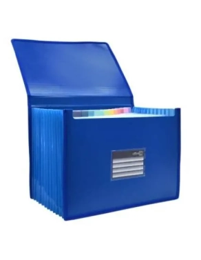 Carpeta clasificadora acordeon extensible cierre gomas azul
