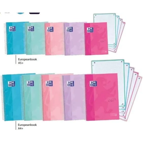 Cuaderno espiral Oxford Touch Pastel A4 120 hojas cuadricula 5x5 surtidos