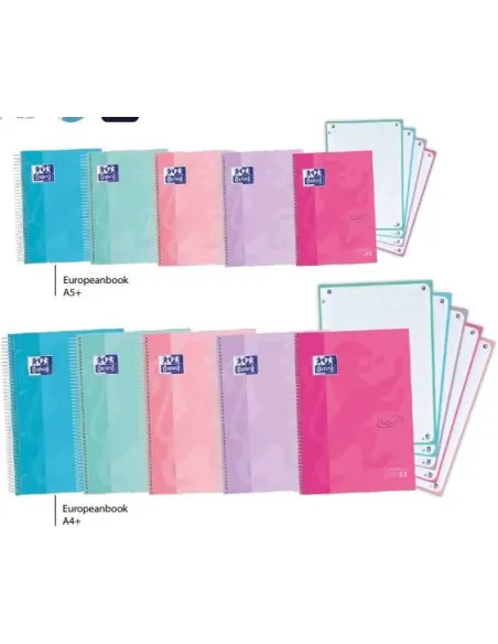 Cuaderno espiral Oxford Touch Pastel A5 120 hojas cuadricula 5x5 surtidos