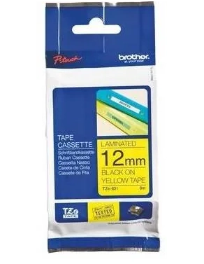 Cinta brother TZE631 negro/ amarillo 12mm