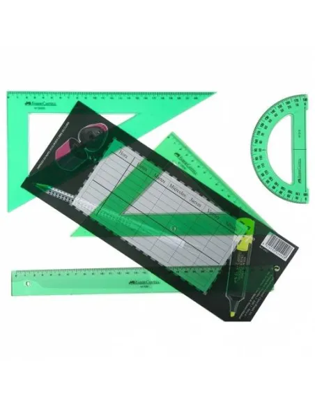 Estuche dibujo escolar de reglas 4 piezas Faber Castell