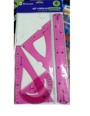 Juego escolar cartabon escuadra regla y semicirculo Bismark