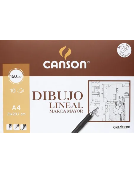 lamina dibujo lineal Canson marca mayor A4 160 gramos