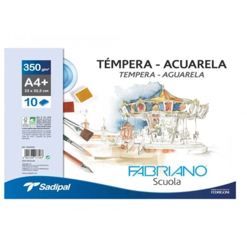 Lamina A4 acuarela tempera 350 gramos Sadipal