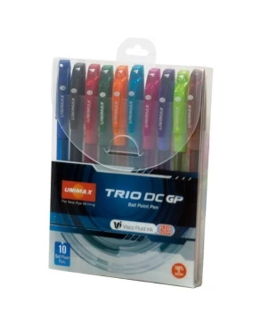 Bolsa de 10 boligrafos de colores Unimax Trio capuchon con grip