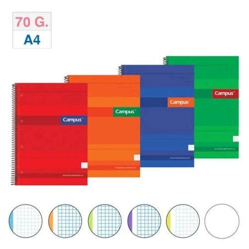 Cuaderno espiral tapa extradura 70 gramos 160 hojas blancas