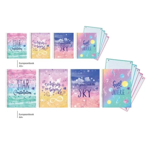 Block espiral A4 120 hojas 90 gramos cuadriculado Oxford Galactic Pastel Europeanbook 5