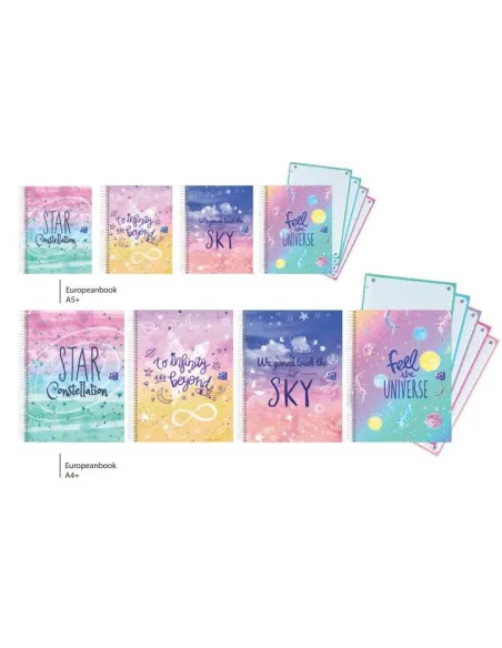 Block espiral A4 120 hojas 90 gramos cuadriculado Oxford Galactic Pastel Europeanbook 5