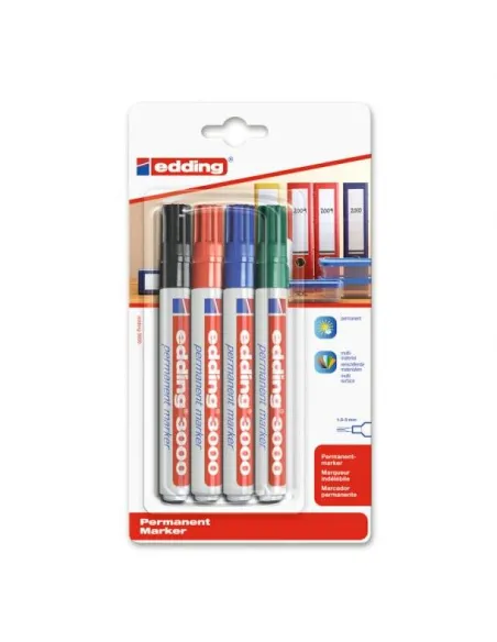 Bolsa 4 rotuladores permanente Edding 3000