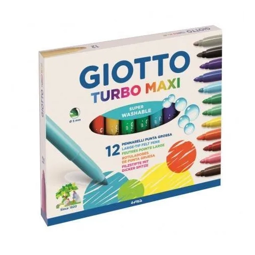Rotuladores Giotto turbo maxi caja de 12 colores surtidos